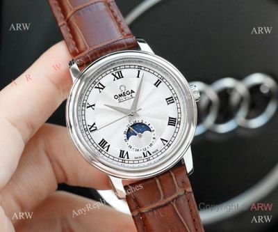 Best Copy Omega De Ville SS White Moonphase Dial 40MM Watch